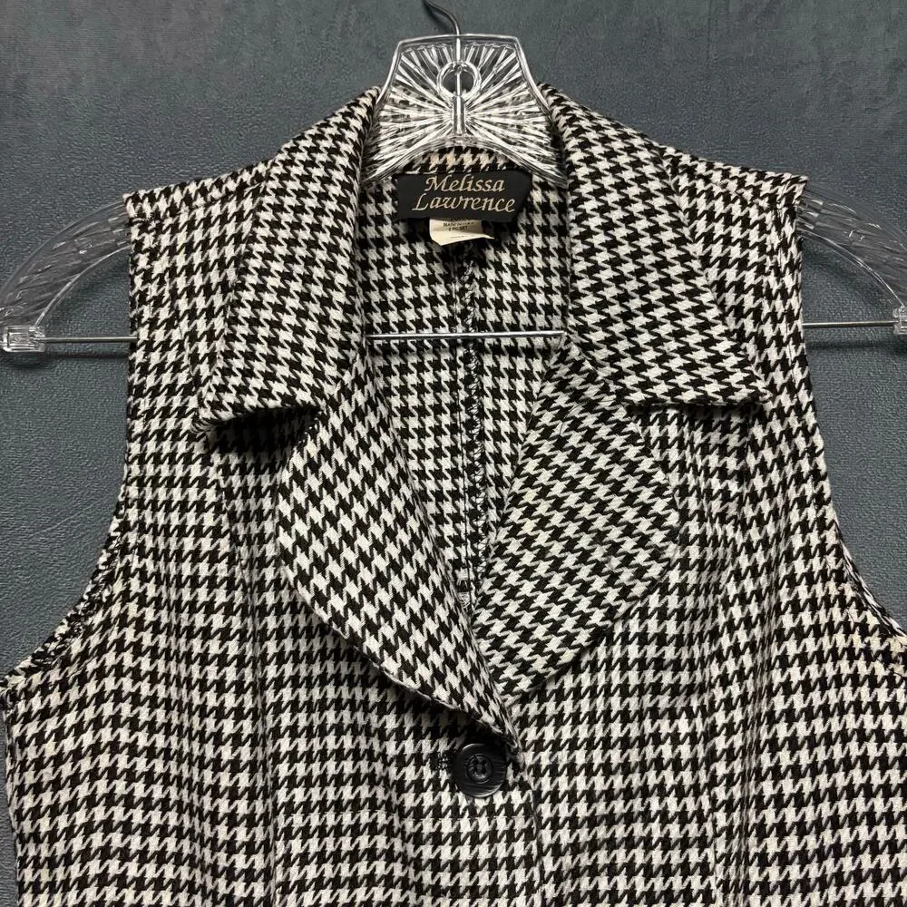 Vintage Melissa Lawrence Houndstooth Pantsuit Vest Set Office Comfy Vixen Size 6
